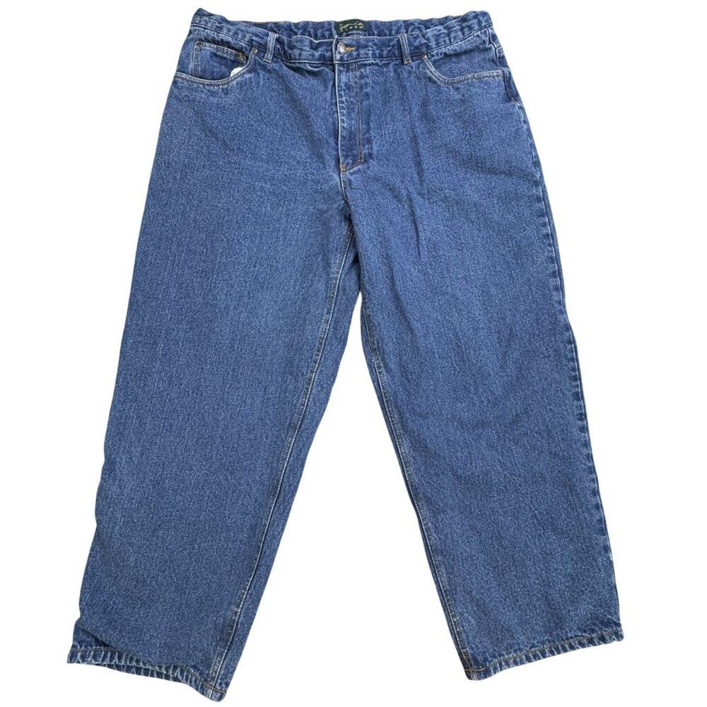 Scandia Woods Mens Size 42M Blue Denim Jeans Full Flannel Lining 41x29 Cotton